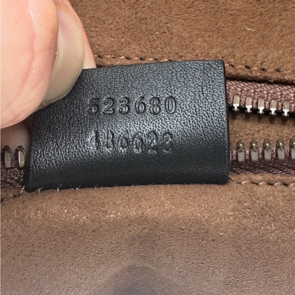 Gucci Brown Suede Briefcase with Green and Red Web Stripe